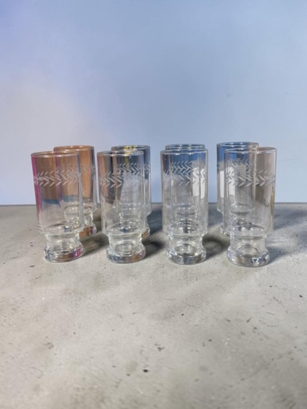 Vintage Anchor Hocking Laurel Leaf Footed Tumblers-Set of 8